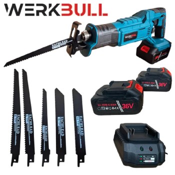 Акумулаторен Саблен Трион WerkBull 36V + 2 батерии и 5 ножа