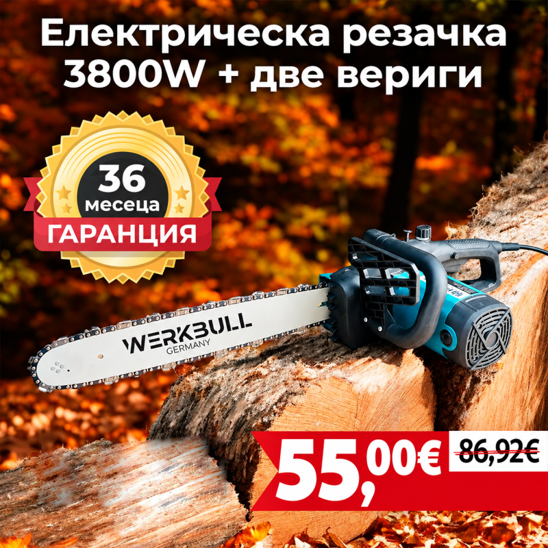 Немска Електрическа Резачка за Дърва 46см WerkBull 3800W